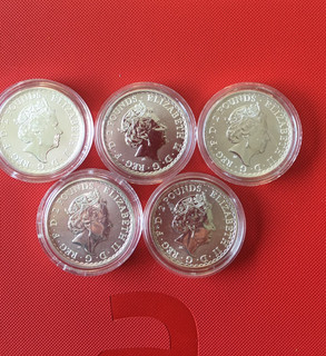 5 x MONETE LINGOTTI ARGENTO BRITANNIA Royal Mint 1 oz