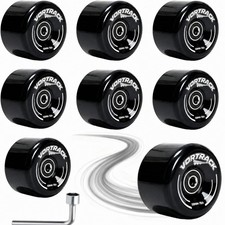 78A Quad Roller Skate Wheels 8 Pack 58x32mm with ABEC-9 Bearings Installed - ...