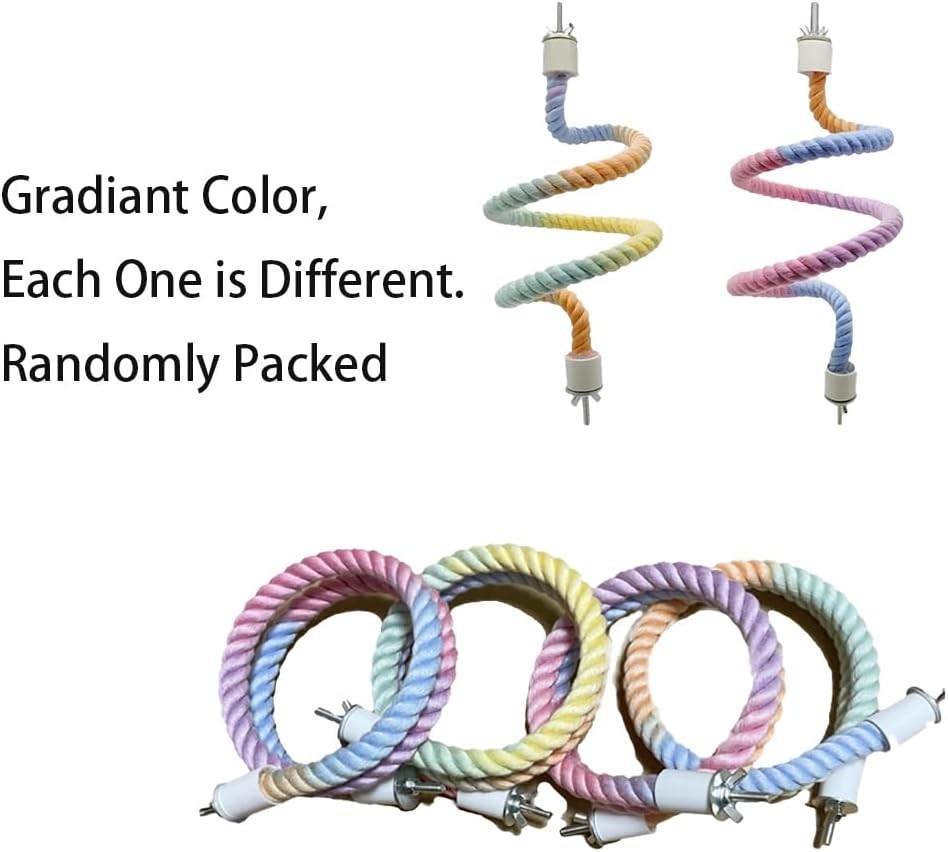 Gradient Colorful Bendable Bird Rope Perch - Climbing Toy & Cage Accessory Stand