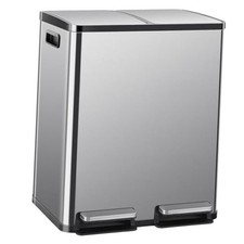 Kitchen Trash Can, 2 8-Gallon Garbage Can with Lid, 2 8 Gallon Silver