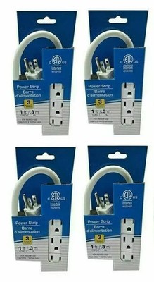 4 INTERTEK Power Strip 1ft Extension Cord Heavy Duty 3 Prong Multi ...