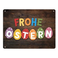 Frohe Ostern Metallschild XL In 21X28 Cm Mit Bunten Eiern