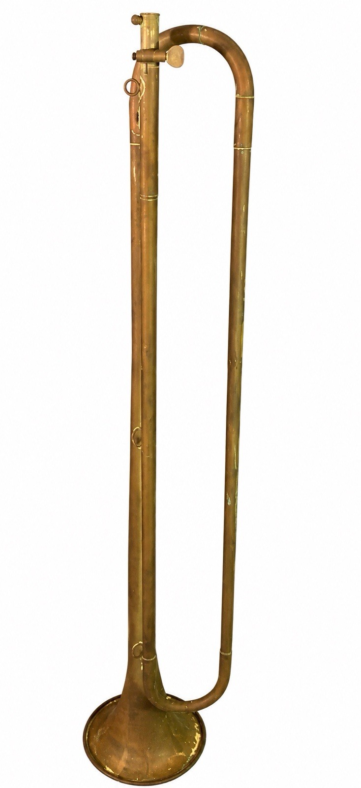 Antica Tromba Naturale Ottone Signal Trumpet Military Brass Antique 69 cm