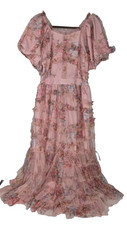 Ivy City Co Alessi Dress Womens 12 Pink Floral Tulle Maxi Flutter Sleeve NWT