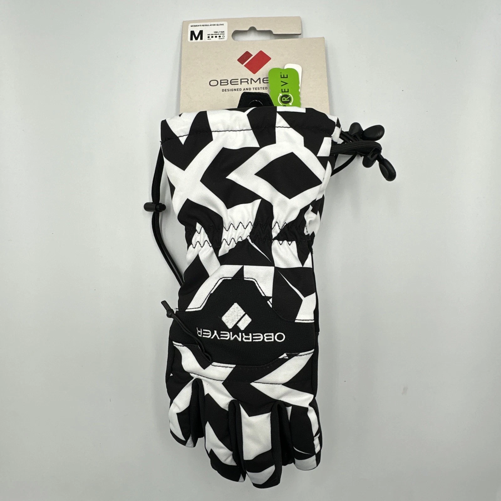 Obermeyer Regulator Gloves - Snow Geo (Black/White) - Women's Medium **NEW**