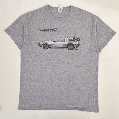 Time Machine Deloren Back to The Future Science Graphic T Shirt Men s Large Grey