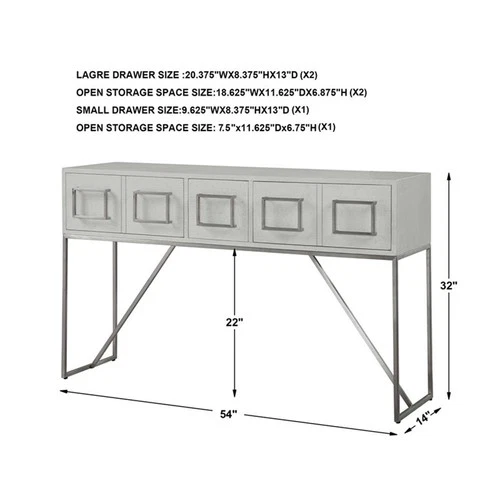 Uttermost Abaya MDF and Stainless Steel Console Table in Soft White - Picture 9 of 9