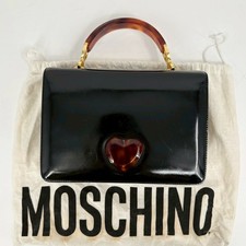 Moschino Mini Handbag Heart Patent Leather Vintage Authentic From Japan