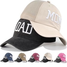 Mom and Dad Hats Baseball Cap Set One Size 3d-black Dad  Beige Mom Mesh Back 