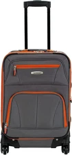 Rockland Pasadena Expandable Softside Luggage Spinner 20" Carry on Gray