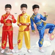 Kids Boy Kung Fu Set Chinese Traditional Wushu Taiji Costume Performance Uniform