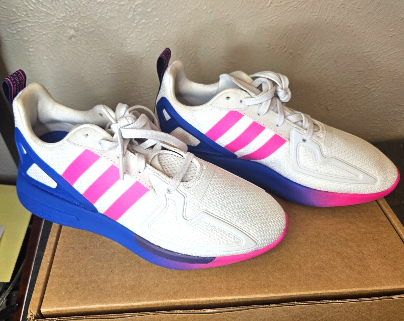 SAOLA Adidas ZX 2K Flux sneaker donna taglia 6 5 casual suola sfumata bianco rosa FY0607