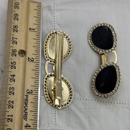 Super süße glitzernde RS goldfarbene schwarze Emaille Brille Haarspangen Haarspangen - Bild 2 von 2