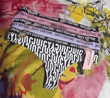 5 NEW JUICY COUTURE JC8239 5PKCJ MF LOGO WAIST NO PANTY LINES THONG PANTIES M