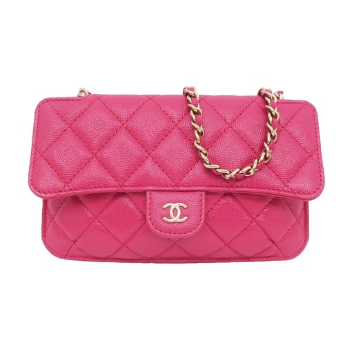 Chanel Caviar skin fold wallet in pink Coco mark J54 | eBay