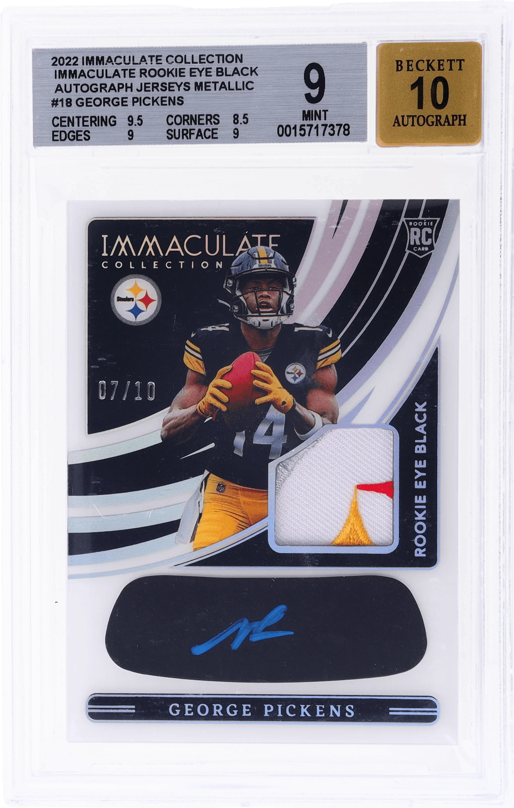 George Pickens Panini Immaculate Collection Immaculate Rookie Eye Black Jersey Autographs #REBGPI Metallic