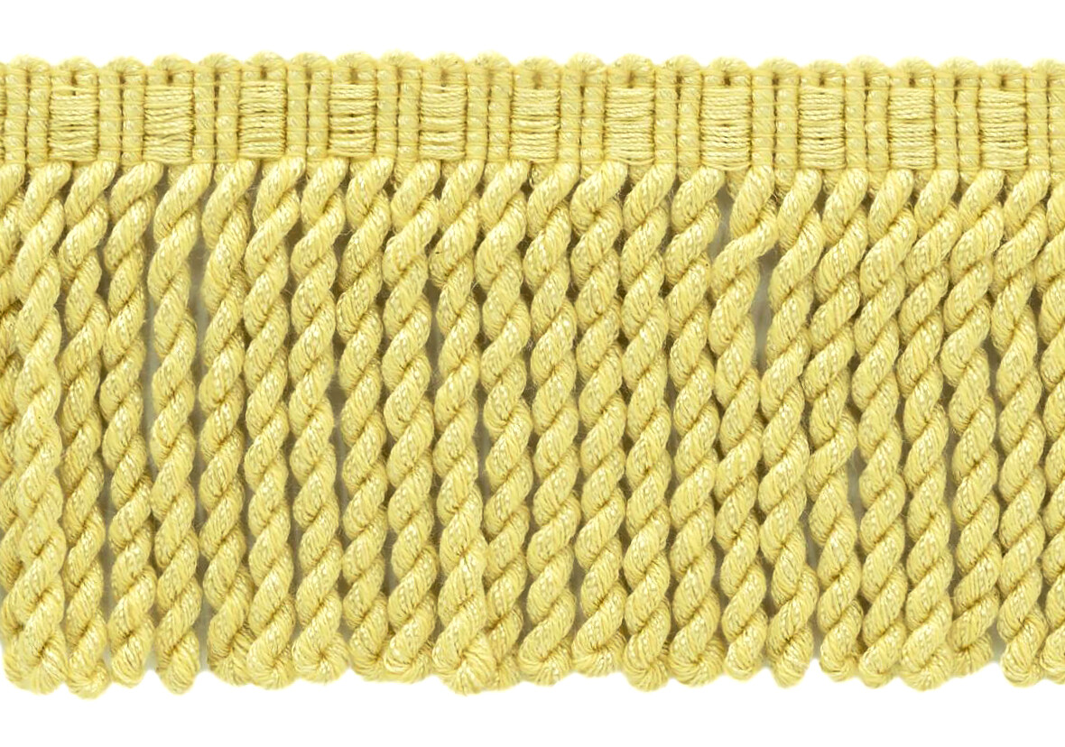 Maize, Light Gold 4"" Bullion Fringe with Fancy Woven Header [By the Yard]