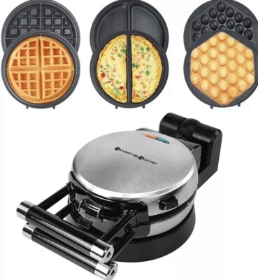 3-In-1 Waffle, Omelet, Egg Waffle Maker, 3 Removable Nonstick Baking Plates, Upg