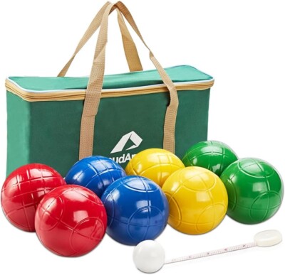 Bocce Balls Set 8 Soft PE Balls 1 Pallino & Nylon Carrying Case w/measuring tape