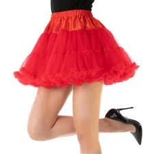Red Thick Dance TUTU Skirt Burlesque Fancy Dress Costume Ladies Halloween Outfit