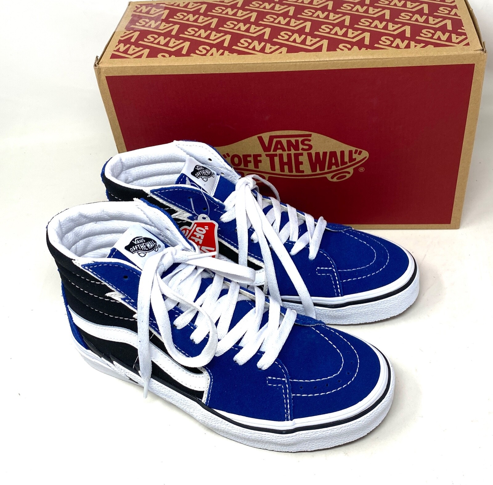 Vans With VANS Sk8-Hi Bolt Blue Black Women's Size Suede Canvas Skate Sneaker ...