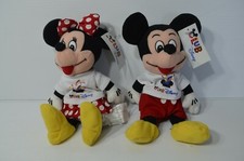 Vintage Mickey Minnie Mouse 8" Plush Club Disney World T Shirts Beanie NWT