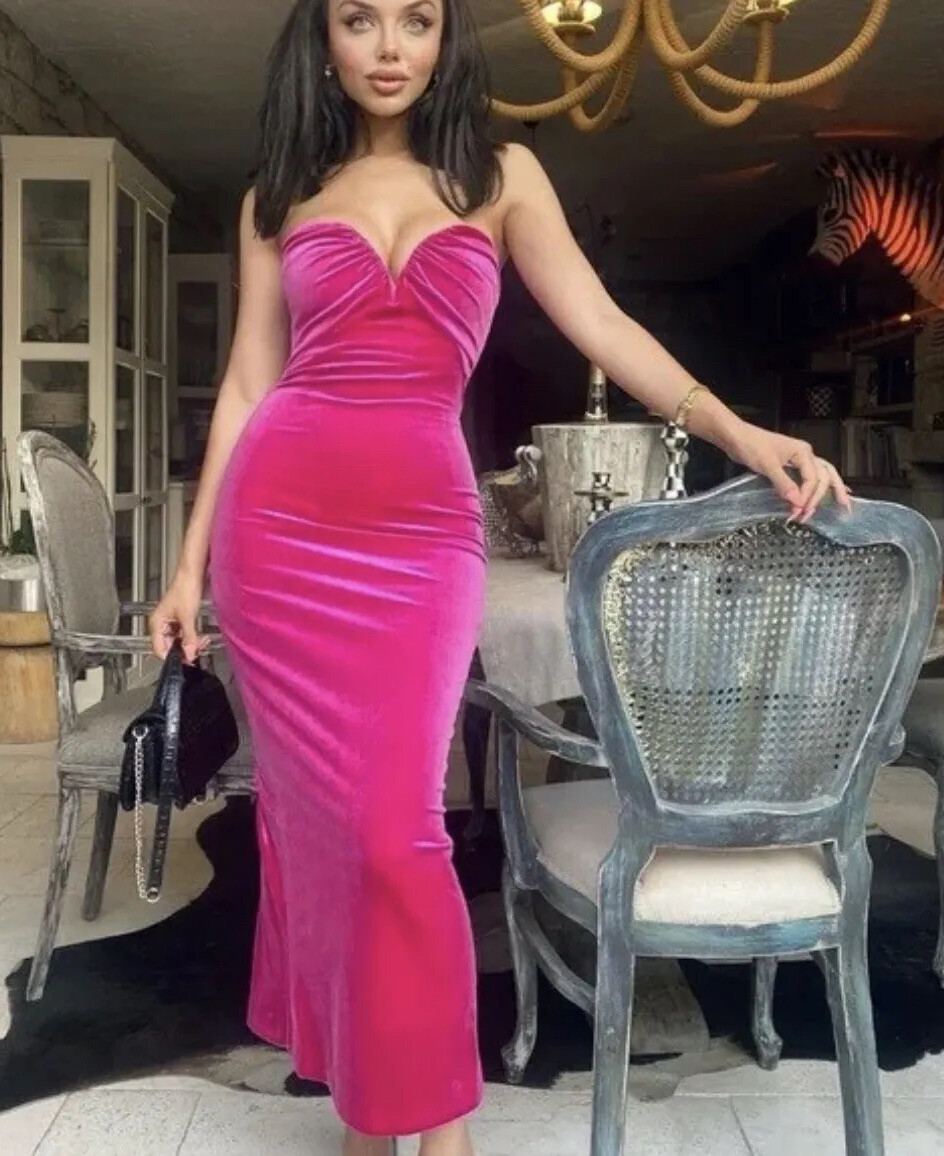 knee length dresses for ladies 1960s Galanos Pink Crushed Velvet Burnout Dress