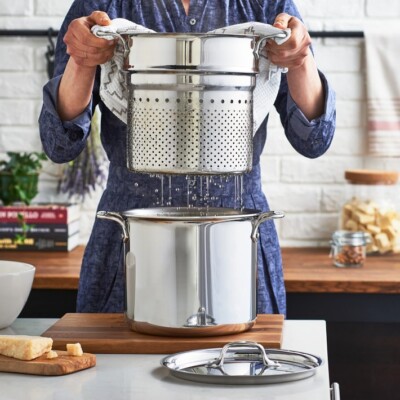 All-Clad D3 Tri-Ply Stainless-Steel 7-Qt Pasta Pentola w/Lid and