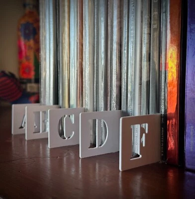 STEREO BIRD MUSIC Vinyl LP, CD/DVD or Cassette Lettered A-Z Dividers For Collection Black or White