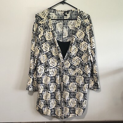 Essentials By Milano Blouse Women s Size 1X Geometric Print Lightweight 