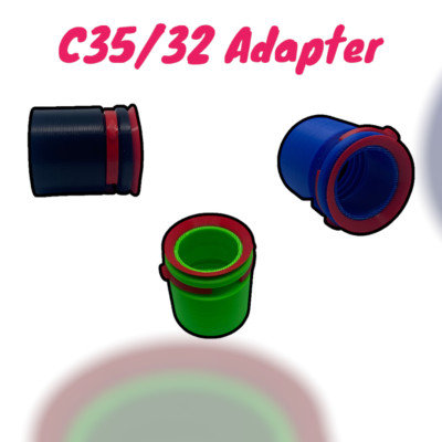 C35 Stecker mit 32er Schlauchanschluss in ABS und Dichtung