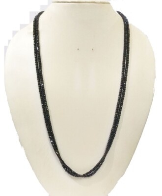 2 Layer Black Spinal Faceted Round Gemstone Beads Women Handmade Necklaces 18''