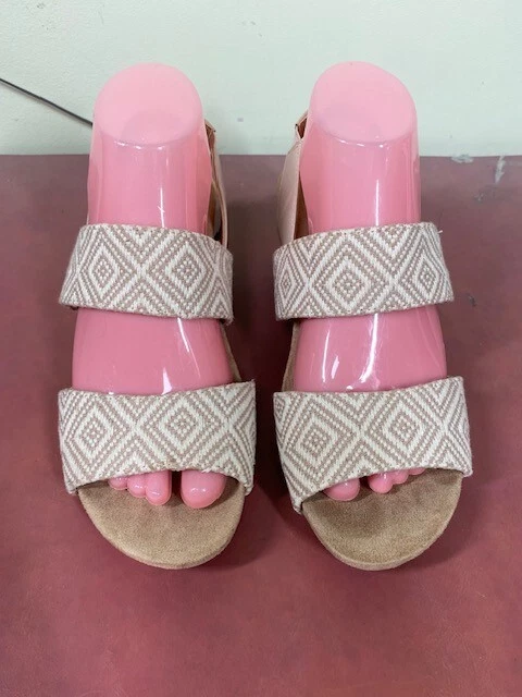 Sandalias de cuña Life Stride Marcela blancas tostadas cómodas flexibles sistema suave talla 7,5 M Foto 3 de 4