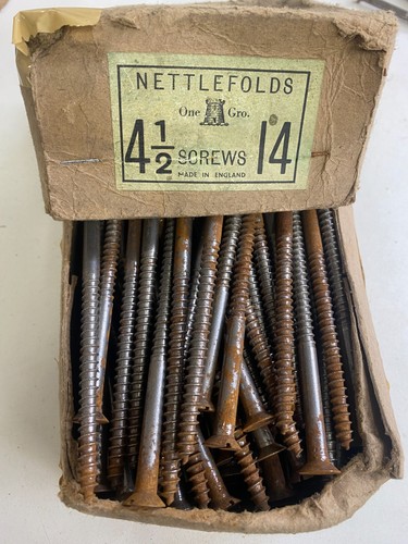 Box Steel Countersunk Screws 4 1/2" x 14 Nettlefolds GKN Slotted Full Box of 144 - Picture 13 of 24