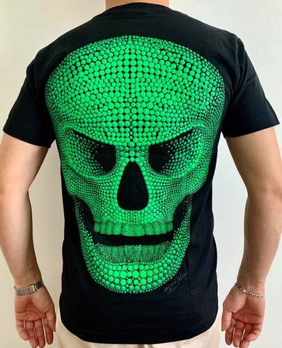 Skull Teschio Verde - 3D Rock Chang T-Shirt Luminosa al Buio - Foto 2 di 7