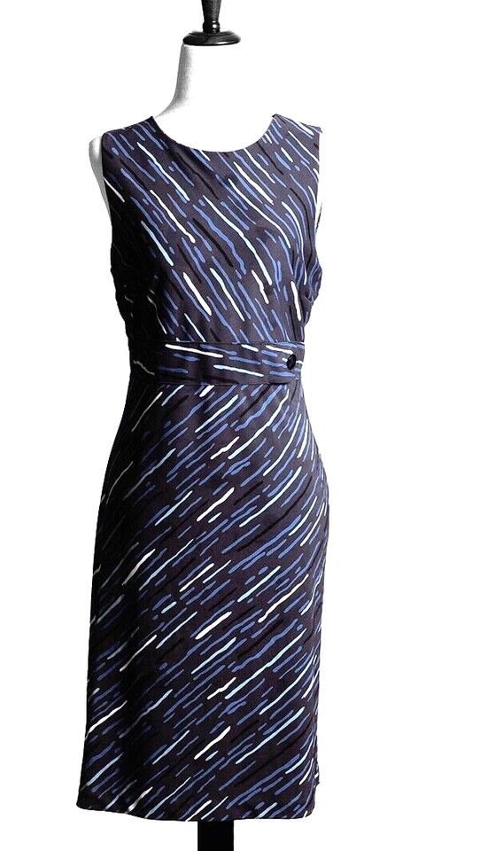 Vestido para mujer Kenneth Cole NY azul blanco negro sin mangas talla L Foto 2 de 4