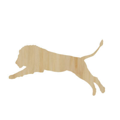 Lion Cut Out Wood Shape Craft Supply- Wood Craft Jumping Lion Leaping Africa