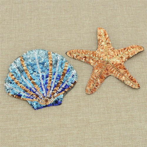 Sequins Starfish Shell Patches Sew on Applique Craft Clothing Decor Accessories - Picture 5 of 5