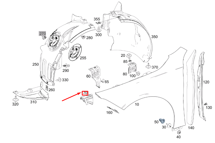 MERCEDES-BENZ A W177 Kotflügelverstrebung vorne links A1778811700
