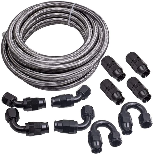 10/16/20FT 6/8/10/AN Stainless Steel Braided Fuel/Oil/Gas Hose Line Fittings Kit - Picture 41 of 41