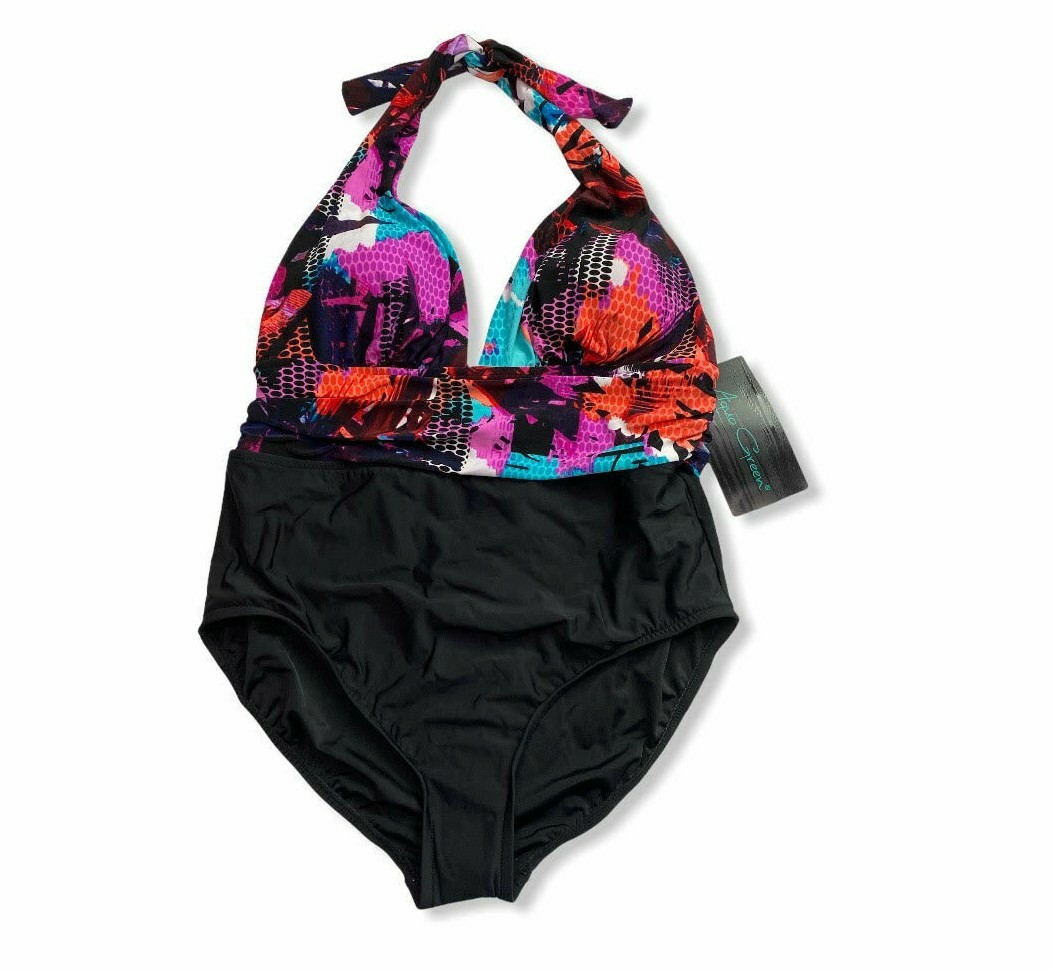 【希少】EGDE★ WX wet swimwear サイズXXL BLACK Artesands Zig Zag Raphael E-F Cup Underwire Tankini Top