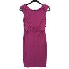 David Meister Raspberry Ruched Waist Sleeveless Lined Sheath Bodycon Dress Sz 4
