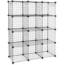 12-Cube Storage Shelf Storage Bins Wire Cube Storage Organizer Modular Bookshelf