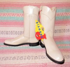 Women's VTG Justin Diamond J Bone Leather Roper Cowboy Boots 6 B NEW in Box