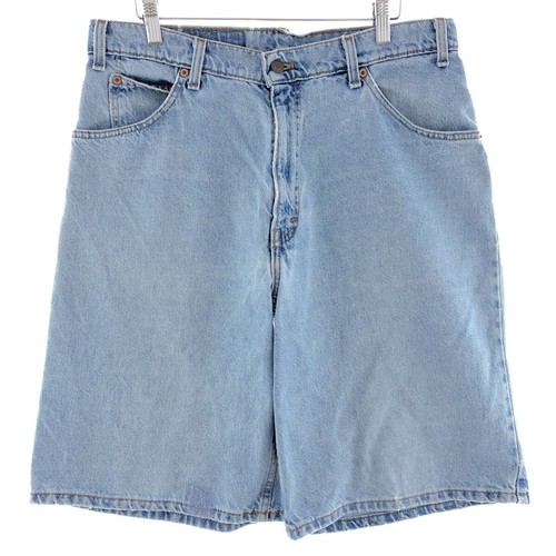 90'S Levi's 565 Wide Leg Denim Shorts with Orange Tab, Made in USA, Men's Size W33, Vintage cotton blue type Vintage Second Hand main image 0