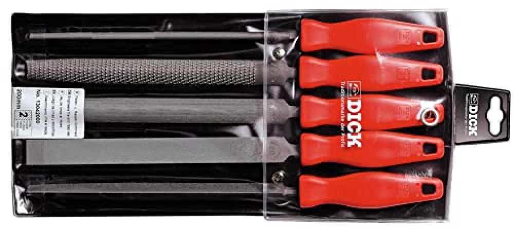 F.DICK Set di lime/raspa, 5 pezzi (tiro: 2; lunghezza: 200 mm; manico in plastic
