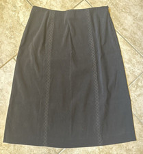 Talbots Women's Size 8 Black Embroidered Stretch A-Line Skirt Side Zip Side Slit