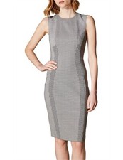 Karen Millen Pencil Dress UK12 Black &White Houndstooth Sleeveless Office
