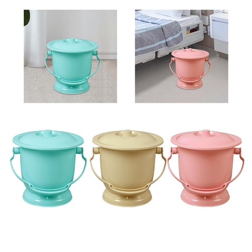 Chamber Pot with Lid Bedpan Spittoon Handheld Bedroom Plastic Urine Pot