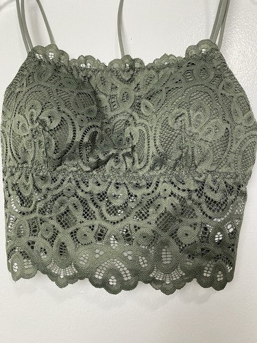 Tranquil & True Lace Bralette Bra Size S Women's Green Double Strap Padded - Picture 13 of 15